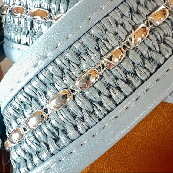 Toscanella Italian Sky Blue Embellished Boho Comfort Slide Sandals SZ 8.5 - Picture 7 of 13